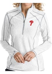 Antigua Phillies Womens White Tempo 1/4 Zip Pullover