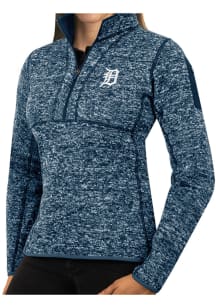 Antigua Detroit Tigers Womens Navy Blue Fortune 1/4 Zip Pullover
