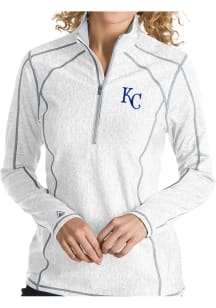 Antigua KC Royals Womens White Tempo 1/4 Zip Pullover