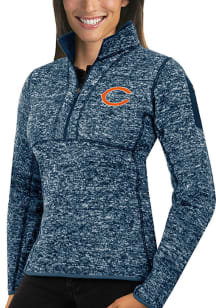 Antigua Chicago Bears Womens Navy Blue Fortune 1/4 Zip Pullover
