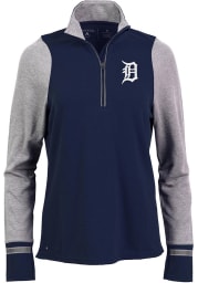 Antigua Detroit Tigers Womens Navy Blue Pitch Pullover 1/4 Zip Pullover