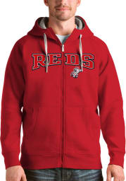 Antigua Cincinnati Reds Mens Red Victory Full Zip Hood Long Sleeve Hoodie