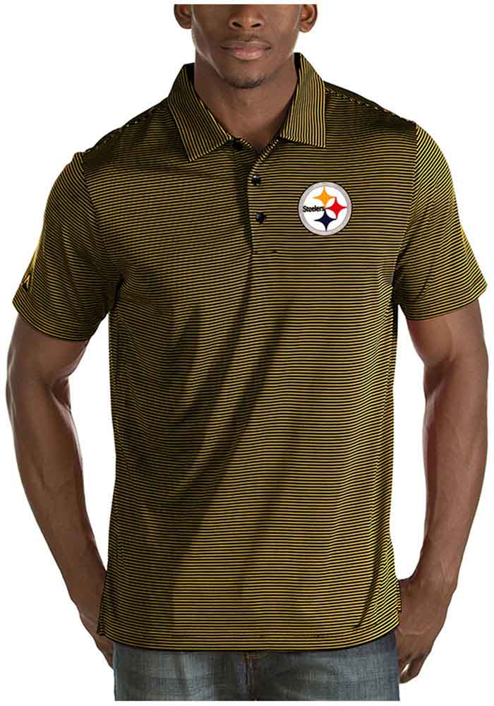 Antigua Men's Pittsburgh Steelers Quest Black Polo