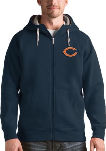 Antigua Chicago Bears Mens Navy Blue Victory Long Sleeve Full Zip Jacket