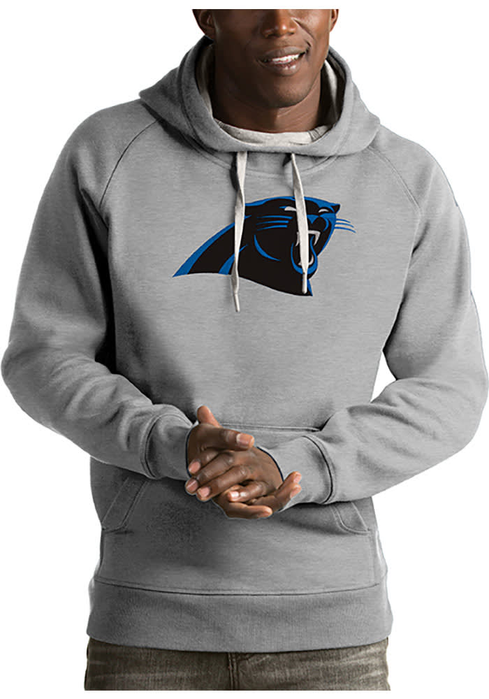 Men's Antigua Black Carolina Panthers Victory Pullover