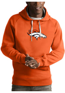 Antigua Denver Broncos Mens Orange Victory Long Sleeve Hoodie