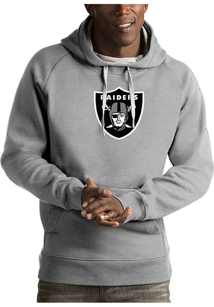 Oakland Raiders Antigua Victory Pullover Hoodie - Black, Size: Large