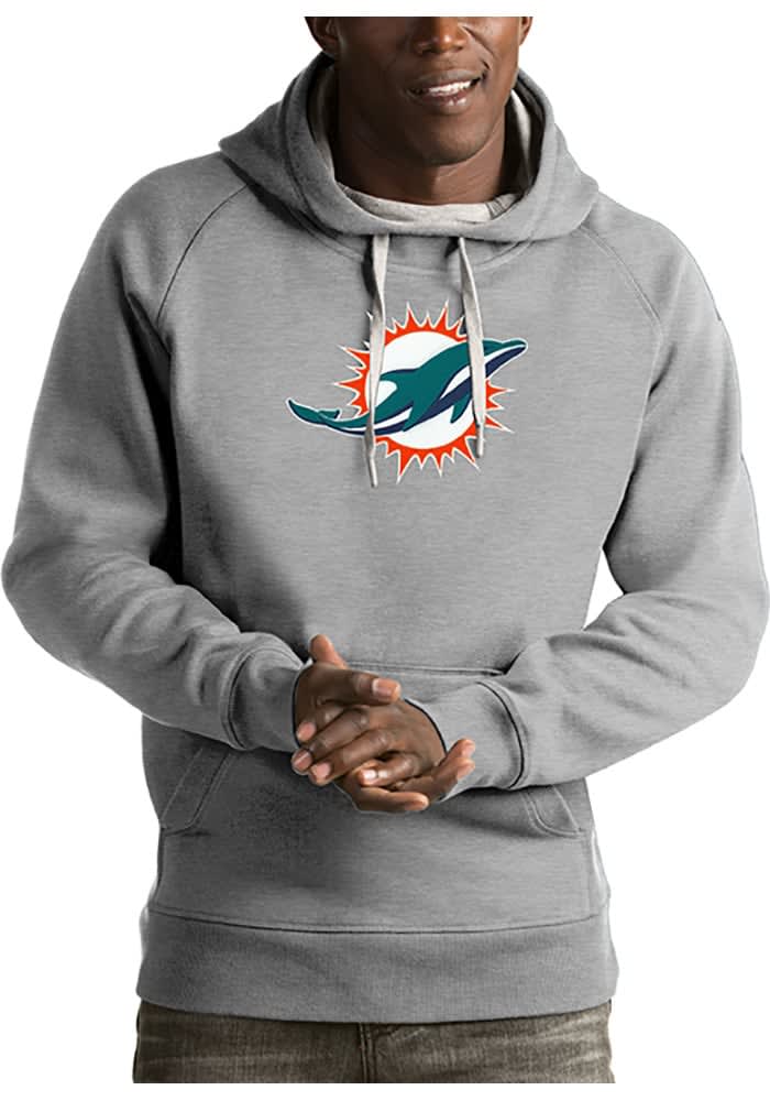 Antigua NFL Miami Dolphins Men's Fortune 1/4 Zip Pullover, Grey, Large