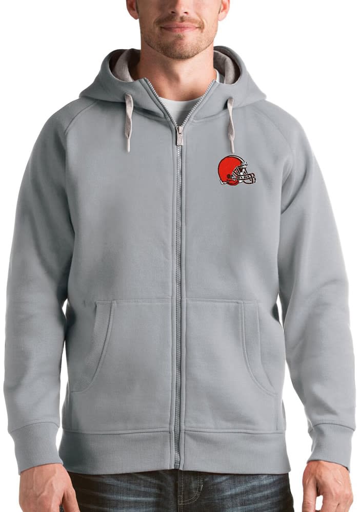 Men's Cleveland Browns Antigua Black Victory Quarter-Zip Pullover Top