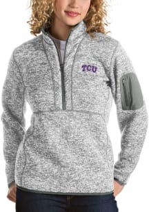 Antigua TCU Horned Frogs Womens Grey Fortune 1/4 Zip Pullover