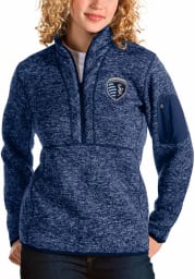 Antigua Sporting Kansas City Womens Navy Blue Fortune 1/4 Zip Pullover