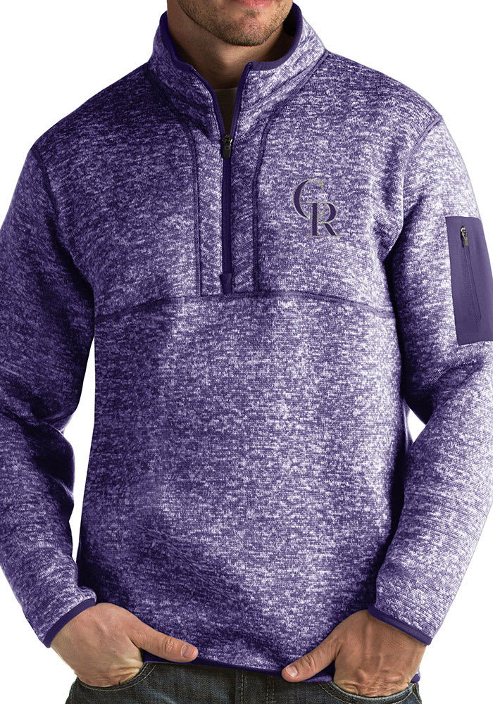 Antigua Colorado Rockies Mens Purple Fortune Long Sleeve 1/4 Zip Fashion Pullover