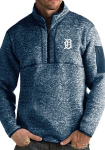 Antigua Detroit Tigers Mens Navy Blue Fortune Long Sleeve 1/4 Zip Pullover