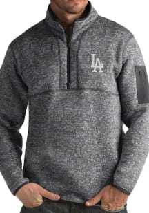 Antigua Los Angeles Dodgers Mens Grey Fortune Long Sleeve 1/4 Zip Pullover
