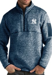 Antigua New York Yankees Mens Navy Blue Fortune Long Sleeve 1/4 Zip Fashion Pullover