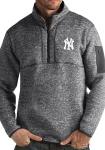 Antigua New York Yankees Mens Grey Fortune Long Sleeve 1/4 Zip Pullover