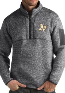 Antigua Oakland Athletics Mens Grey Fortune Long Sleeve 1/4 Zip Pullover