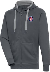 Antigua Chicago Cubs Mens Charcoal Victory Long Sleeve Full Zip Jacket