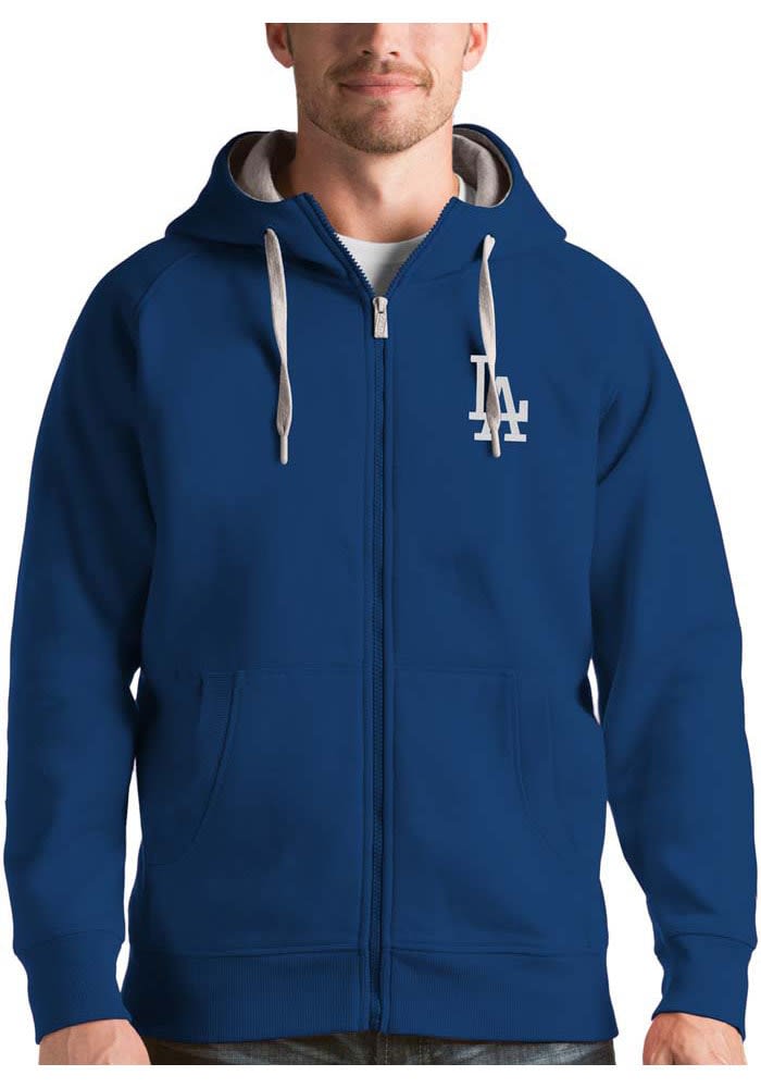 Antigua MLB Los Angeles Dodgers Men's Victory Full Zip Jacket, Grey, Small, Cotton