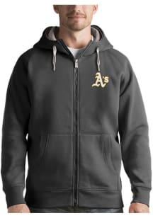 Antigua Oakland Athletics Mens Charcoal Victory Long Sleeve Full Zip Jacket