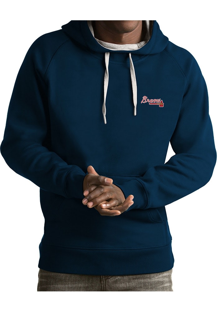 Atlanta Braves Antigua Victory Pullover Hoodie - Navy