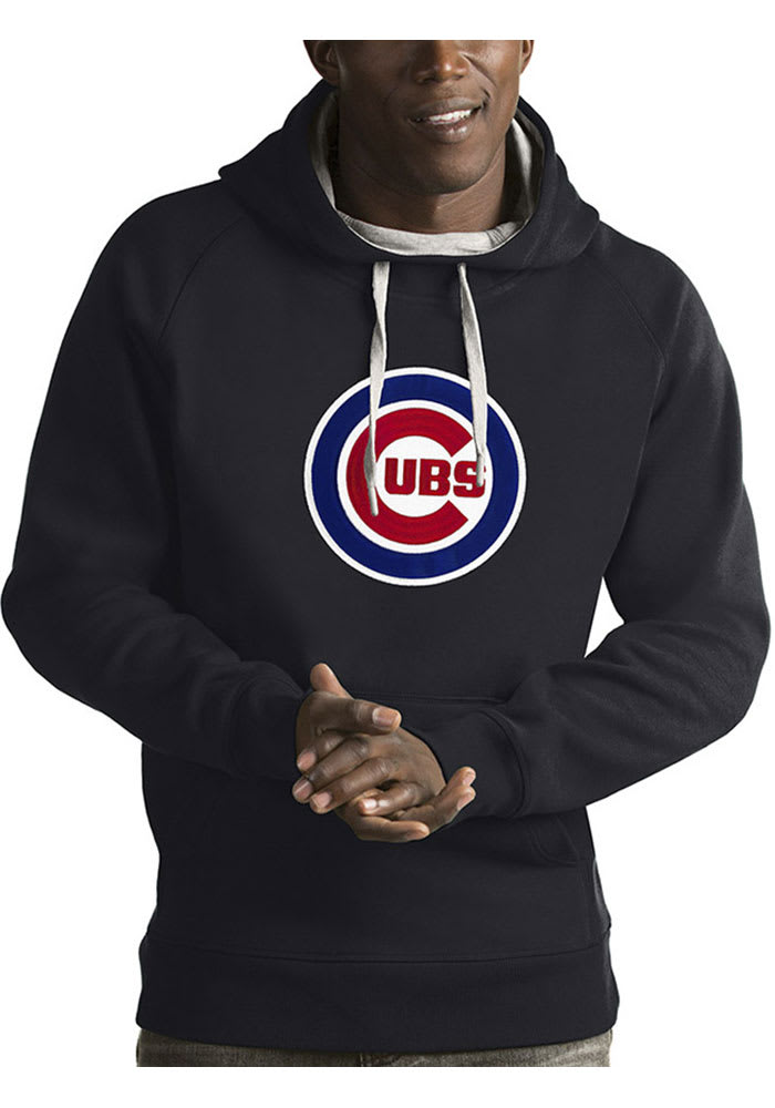 Antigua Chicago Cubs Mens Charcoal Victory Long Sleeve Hoodie