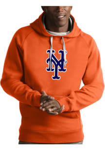 Antigua New York Mets Mens Orange Victory Long Sleeve Hoodie