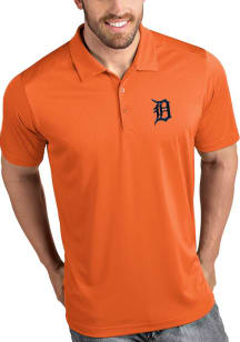 Antigua Detroit Tigers Mens Orange Tribute Short Sleeve Polo