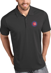Antigua Chicago Cubs Mens Grey Tribute Short Sleeve Polo