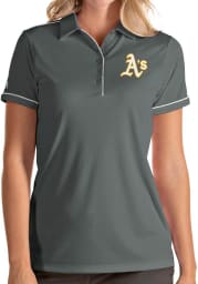 Antigua Oakland Athletics Womens Grey Salute Short Sleeve Polo Shirt