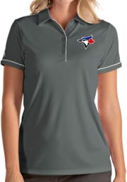 Antigua Toronto Blue Jays Womens Grey Salute Short Sleeve Polo Shirt