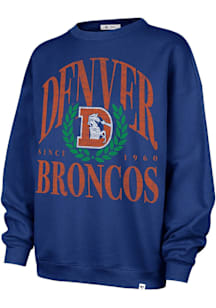 47 Denver Broncos Womens Navy Blue Oversized Arch Crew Sweatshirt