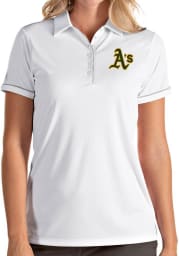 Antigua Oakland Athletics Womens White Salute Short Sleeve Polo Shirt