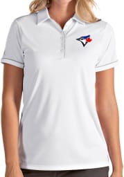 Antigua Toronto Blue Jays Womens White Salute Short Sleeve Polo Shirt
