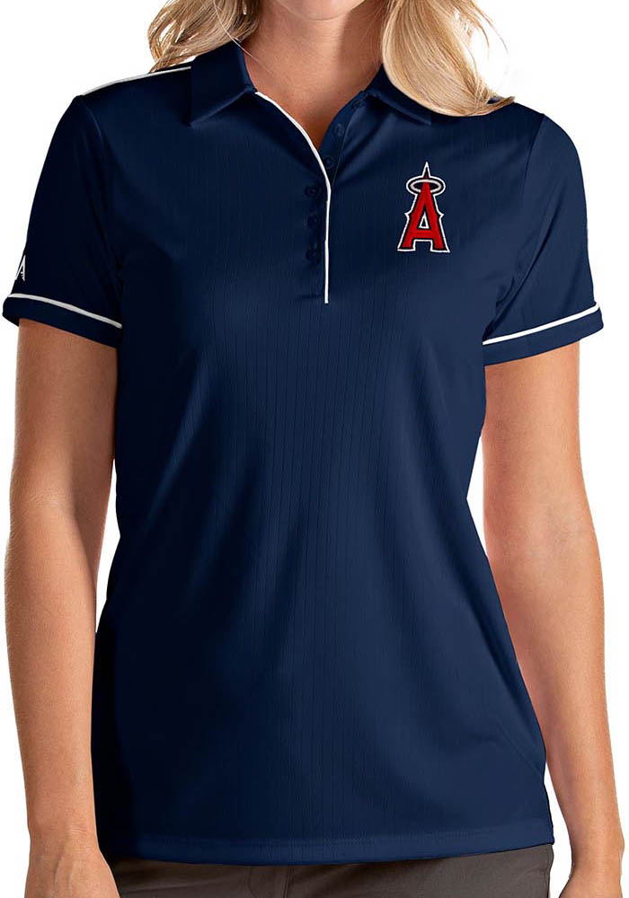 Antigua Los Angeles Angels Womens Navy Blue Salute Short Sleeve Polo Shirt