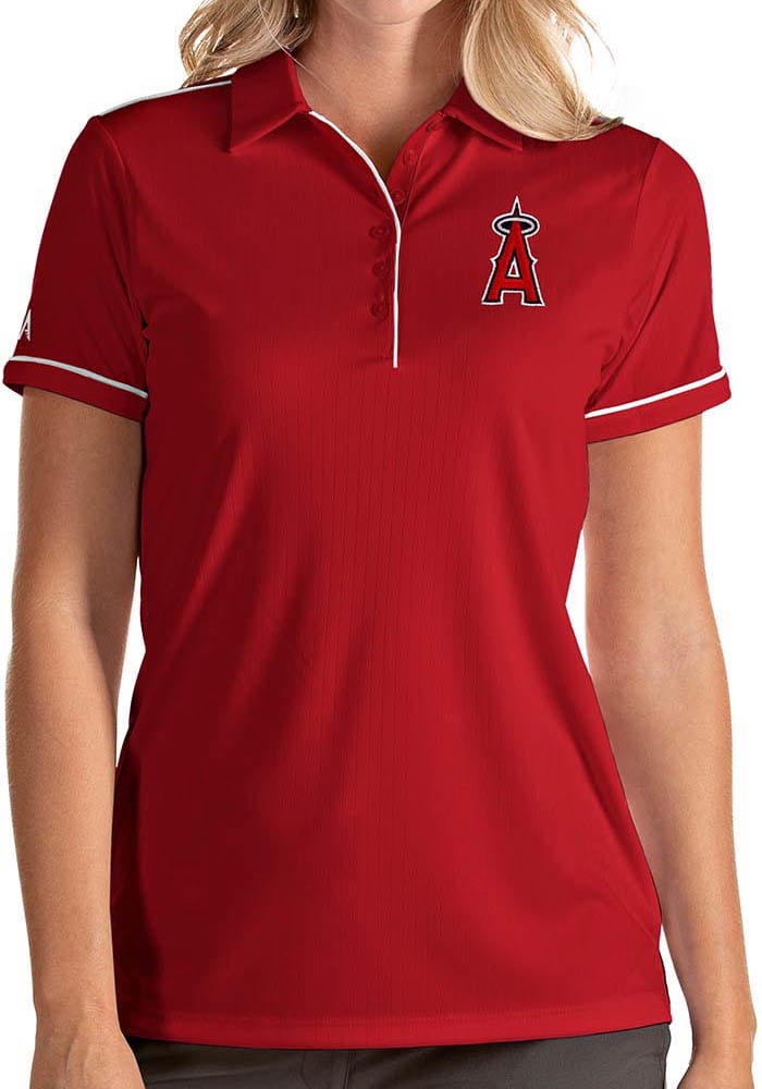 Antigua Los Angeles Angels Womens Red Salute Short Sleeve Polo Shirt