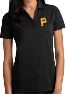 Antigua Pittsburgh Pirates Womens Black Tribute Short Sleeve Polo Shirt