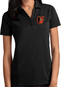 Antigua Baltimore Orioles Womens Black Tribute Short Sleeve Polo Shirt