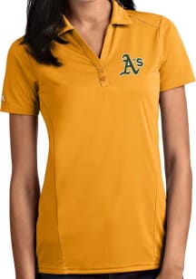 Antigua Oakland Athletics Womens Gold Tribute Short Sleeve Polo Shirt