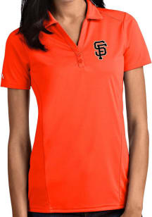 Antigua San Francisco Giants Womens Orange Tribute Short Sleeve Polo Shirt