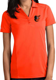 Antigua Baltimore Orioles Womens Orange Tribute Short Sleeve Polo Shirt