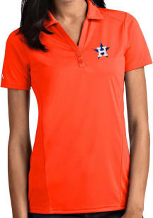 Antigua Houston Astros Womens Orange Tribute Short Sleeve Polo Shirt