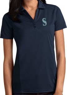 Antigua Seattle Mariners Womens Navy Blue Tribute Short Sleeve Polo Shirt