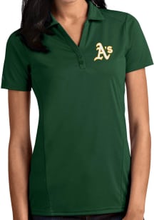 Antigua Oakland Athletics Womens Green Tribute Short Sleeve Polo Shirt
