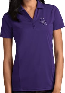 Antigua Colorado Rockies Womens Purple Tribute Short Sleeve Polo Shirt