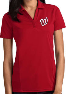 Antigua Washington Nationals Womens Red Tribute Short Sleeve Polo Shirt
