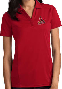 Antigua St Louis Cardinals Womens Red Tribute Short Sleeve Polo Shirt