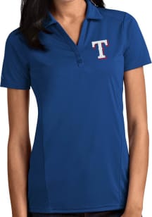 Antigua Texas Rangers Womens Blue Tribute Short Sleeve Polo Shirt