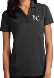 Antigua Kansas City Royals Womens Grey Tribute Short Sleeve Polo Shirt