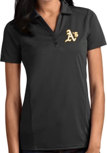 Antigua Oakland Athletics Womens Grey Tribute Short Sleeve Polo Shirt